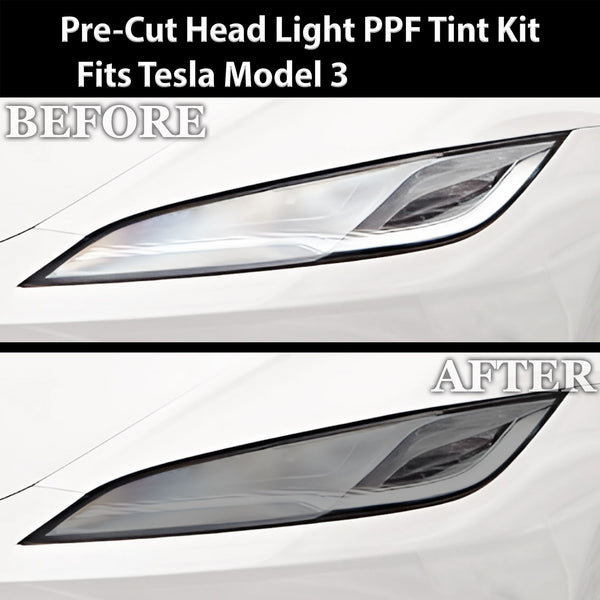 Full Headlight Taillight Precut Smoked PPF Tint Kit Film Overlay Fits Tesla Model 3 2024 - 2025 - Bogar Tech Designs