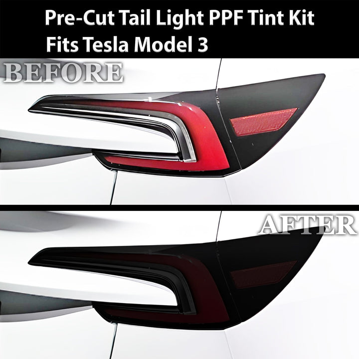 Full Headlight Taillight Precut Smoked PPF Tint Kit Film Overlay Fits Tesla Model 3 2024 - 2025 - Bogar Tech Designs