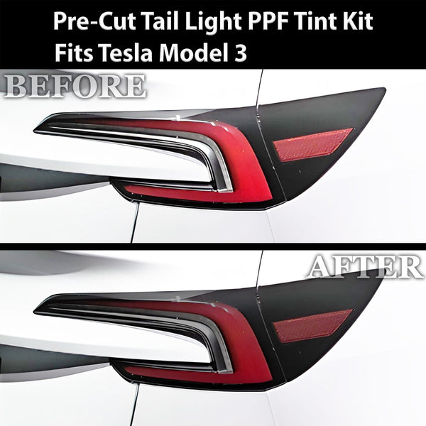 Full Headlight Taillight Precut Smoked PPF Tint Kit Film Overlay Fits Tesla Model 3 2024 - 2025 - Bogar Tech Designs