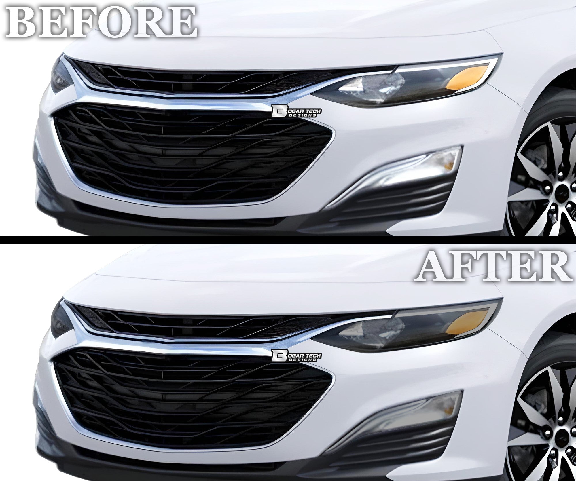 Full Headlight Taillight Precut Smoked PPF Tint Kit Film Overlay Fits Chevy Malibu 2016 - 2025 - Bogar Tech Designs