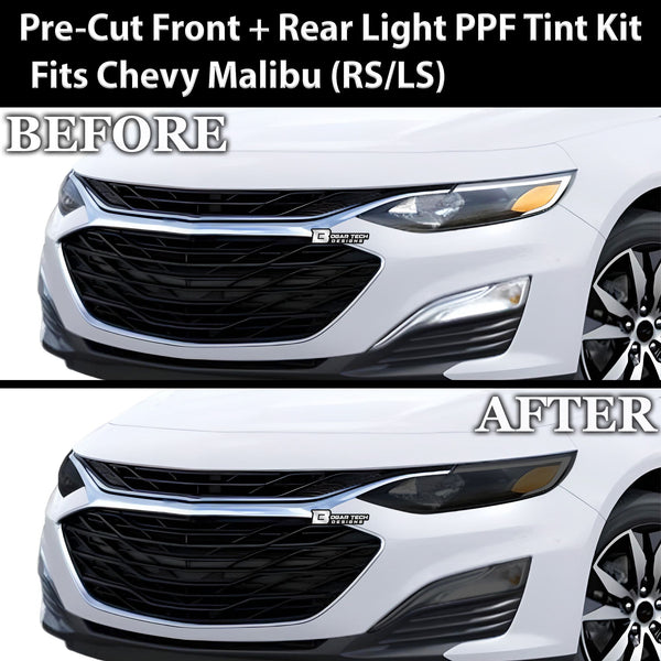 Full Headlight Taillight Precut Smoked PPF Tint Kit Film Overlay Fits Chevy Malibu 2016 - 2025 - Bogar Tech Designs