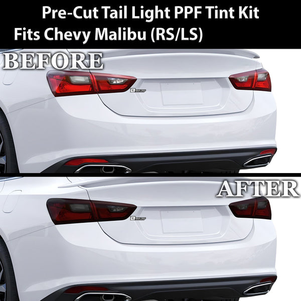Full Headlight Taillight Precut Smoked PPF Tint Kit Film Overlay Fits Chevy Malibu 2016 - 2025 - Bogar Tech Designs