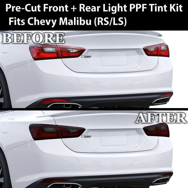 Full Headlight Taillight Precut Smoked PPF Tint Kit Film Overlay Fits Chevy Malibu 2016 - 2025 - Bogar Tech Designs