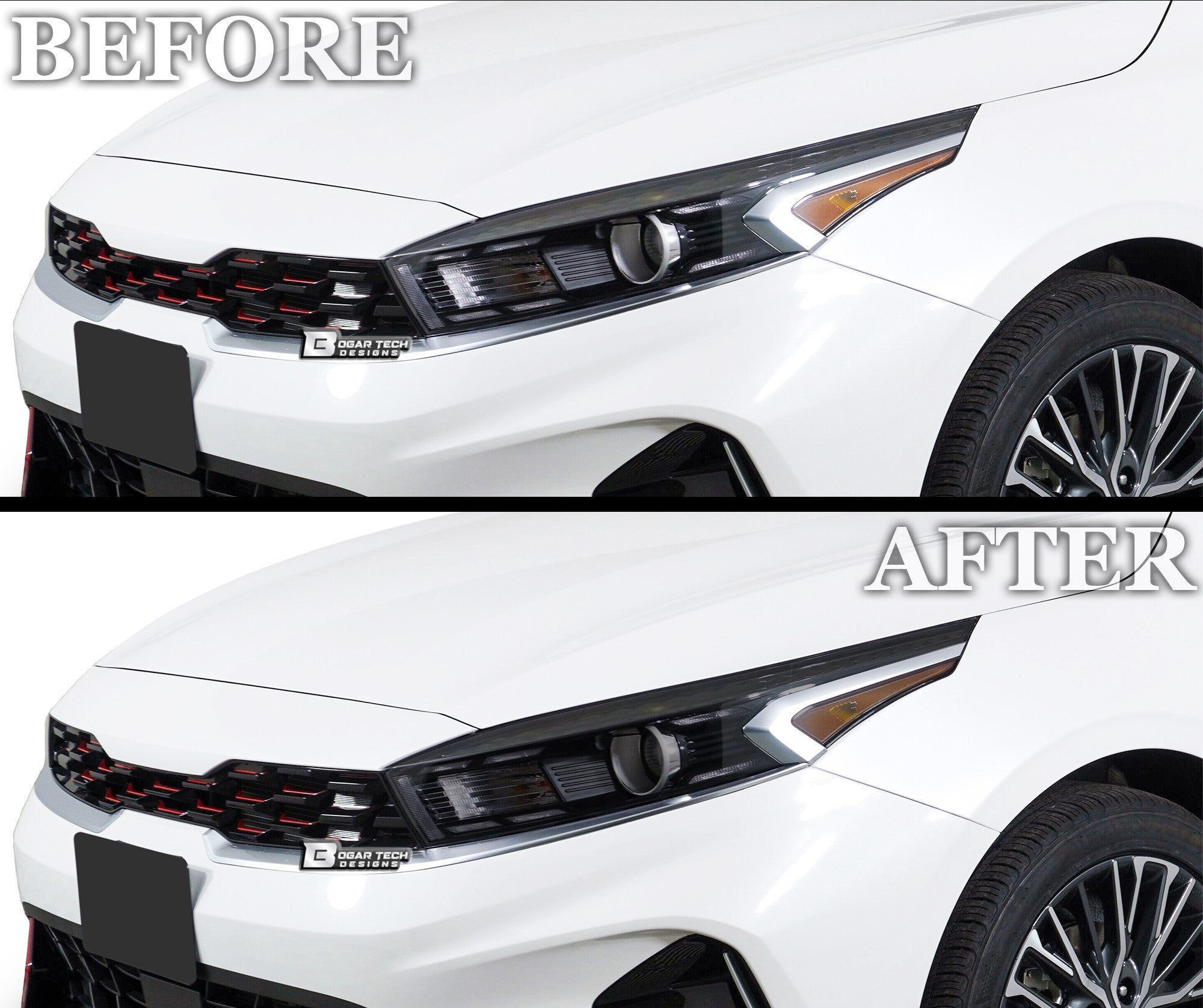 Full Headlight Taillight Precut Smoked PPF Tint Kit Film Overlay Fits Kia Forte 2019 - 2024 - Bogar Tech Designs