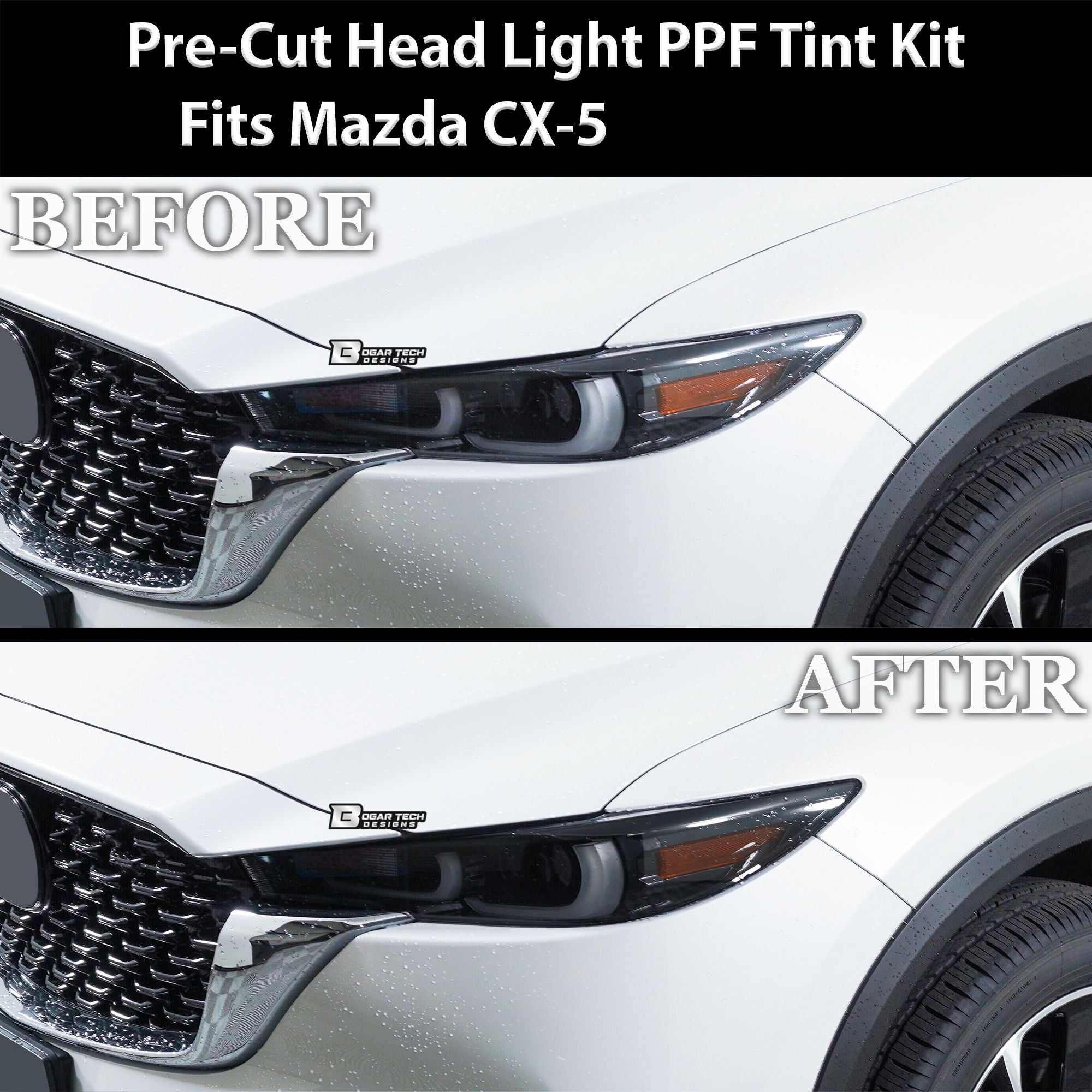 Full Headlight Taillight Precut Smoked PPF Tint Kit Film Overlay Fits Mazda CX - 5 2022 - 2025 - Bogar Tech Designs