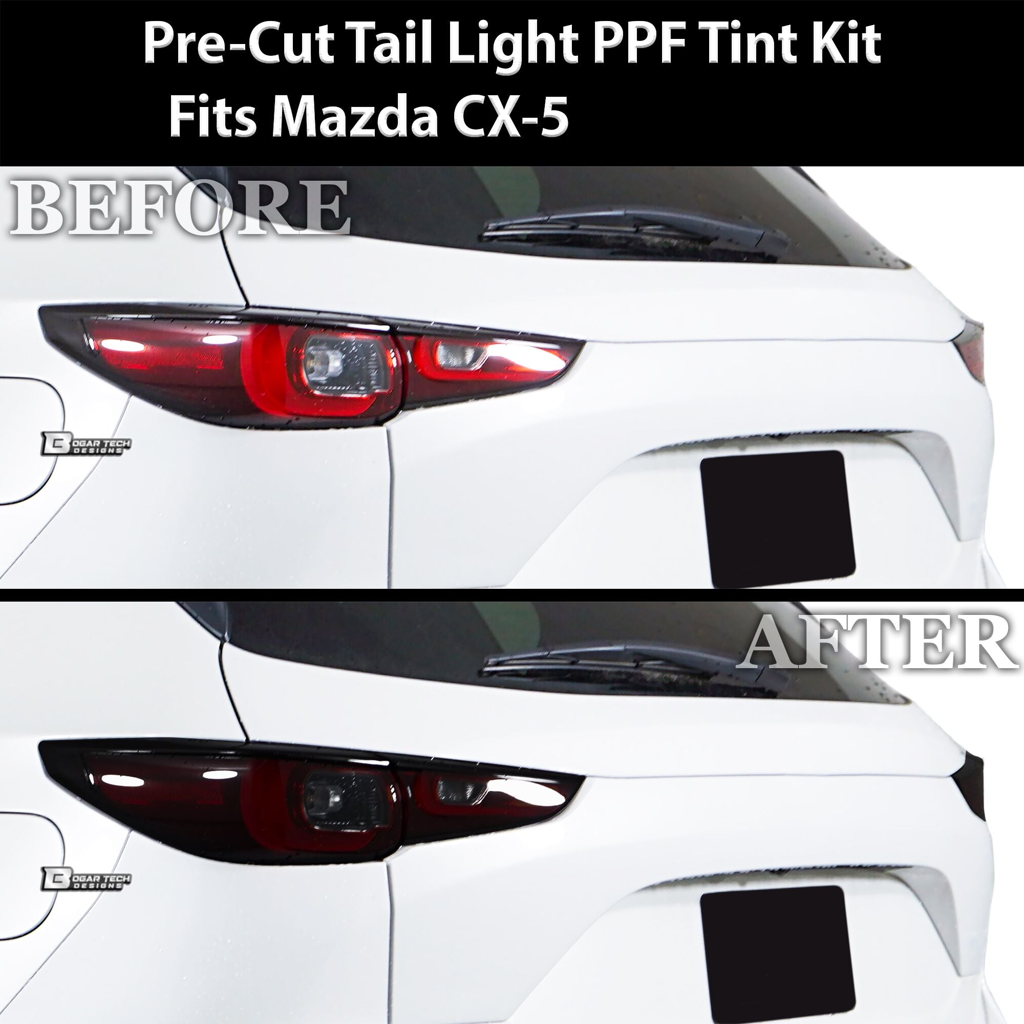 Full Headlight Taillight Precut Smoked PPF Tint Kit Film Overlay Fits Mazda CX - 5 2022 - 2025 - Bogar Tech Designs