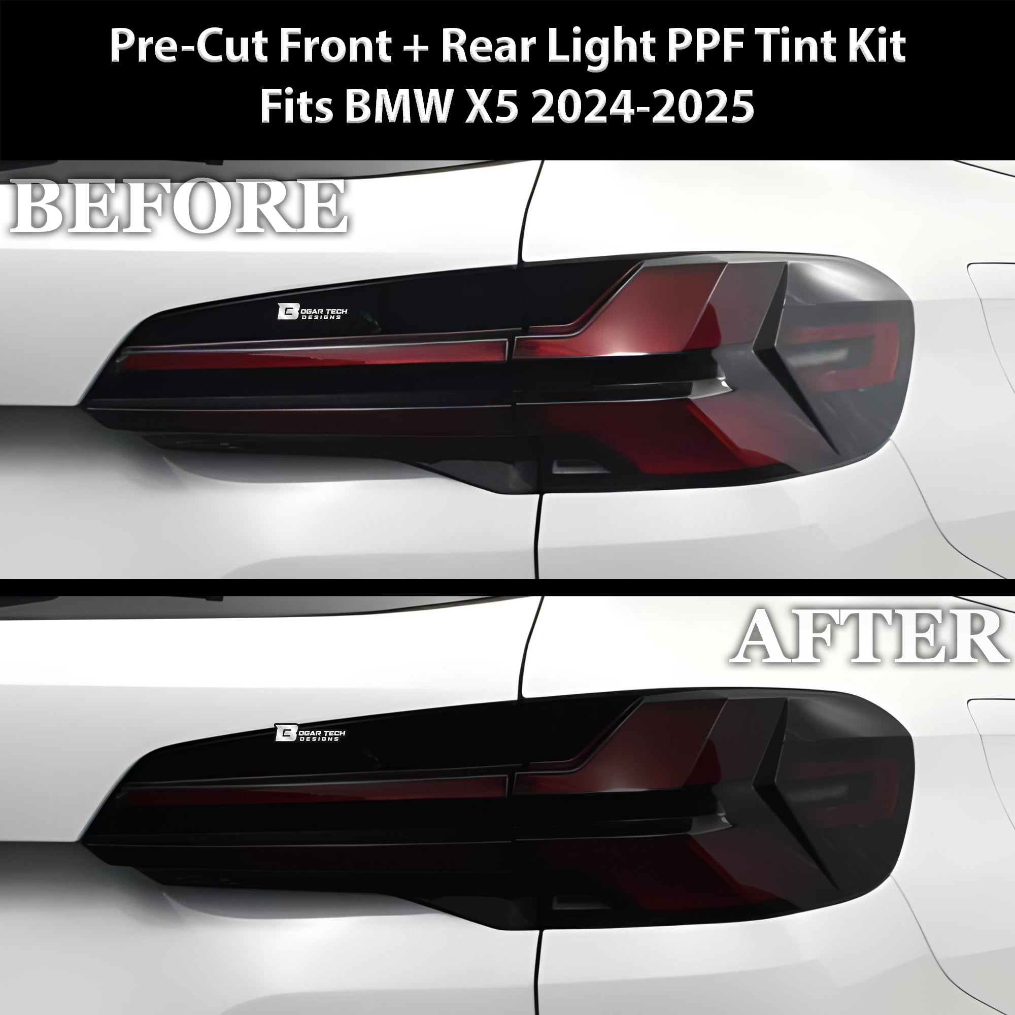 Full Headlight Taillight Precut Smoked PPF Tint Kit Film Overlay Fits BMW X5 2023 - 2025 - Bogar Tech Designs