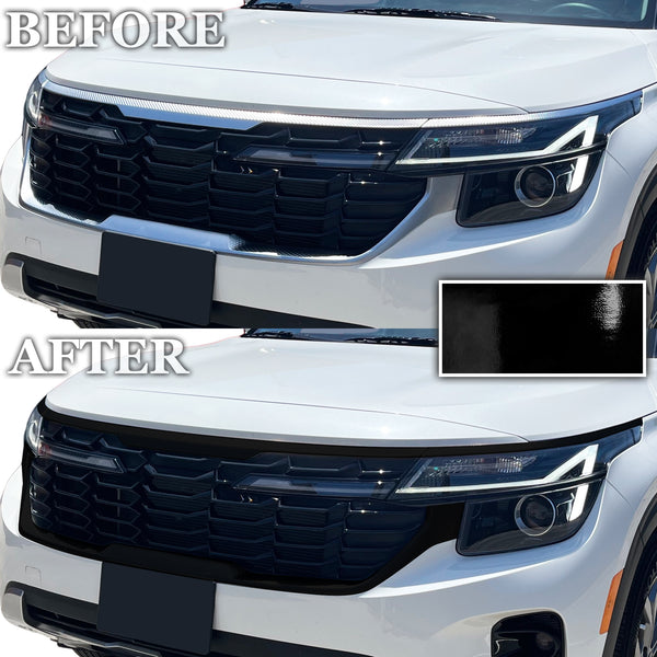 Vinyl Chrome Delete Grille Side Window Rear Blackout Decal Stickers Overlay Film Fits Kia Seltos 2021-2025