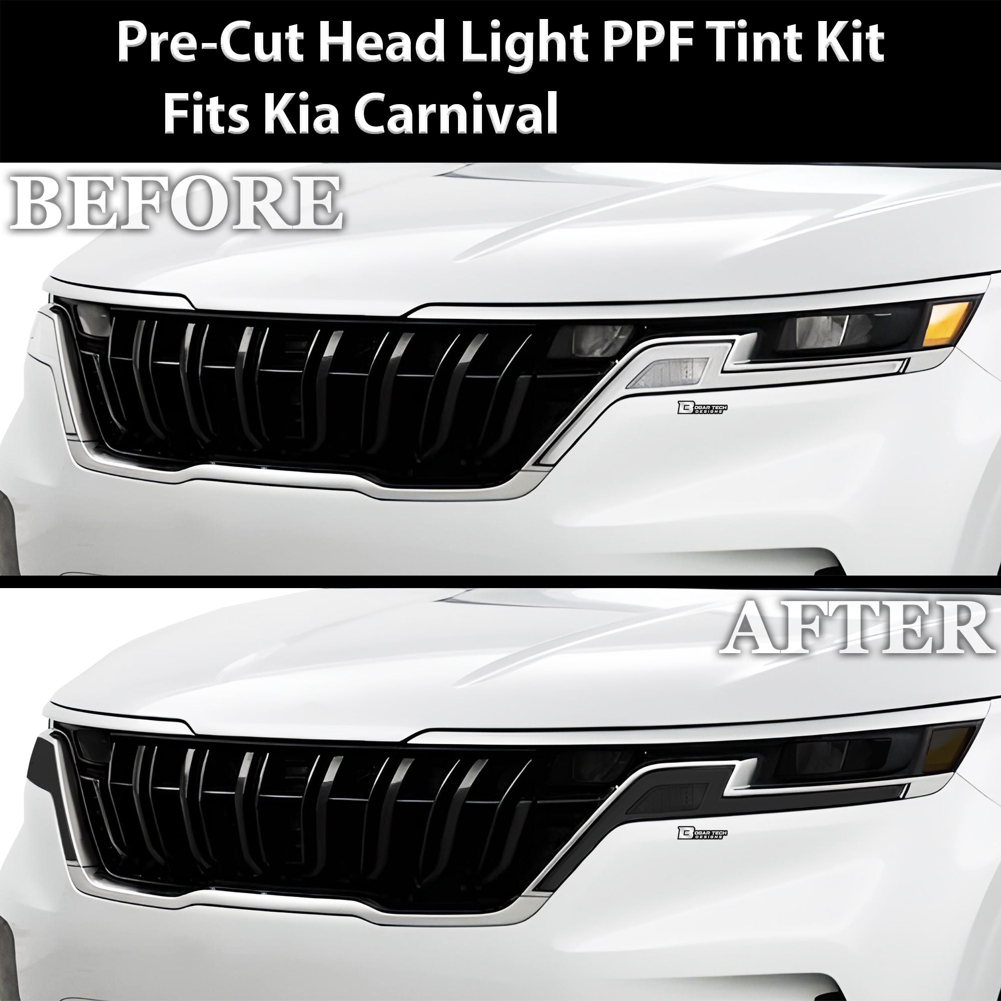 Full Headlight Taillight Precut Smoked PPF Tint Kit Film Overlay Fits Kia Carnival 2022 - 2024 - Bogar Tech Designs