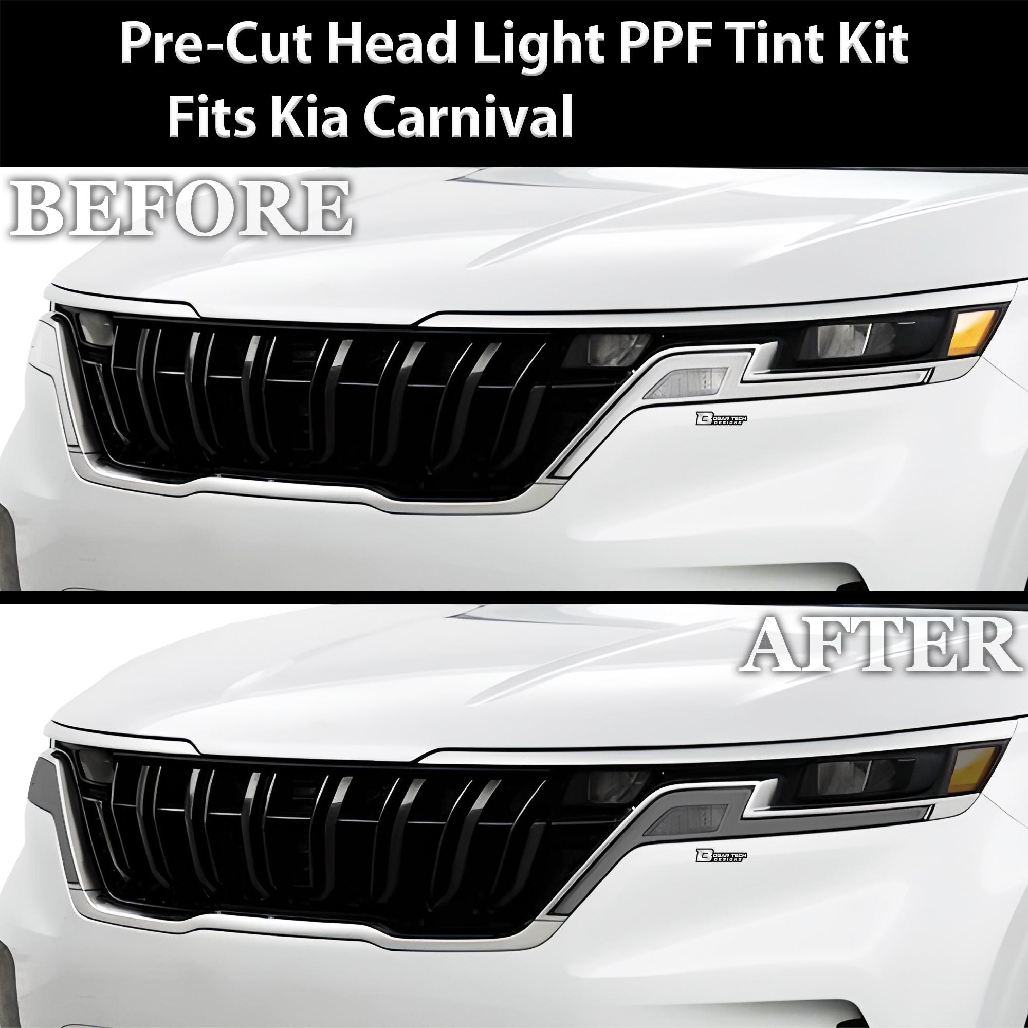 Full Headlight Taillight Precut Smoked PPF Tint Kit Film Overlay Fits Kia Carnival 2022 - 2024 - Bogar Tech Designs