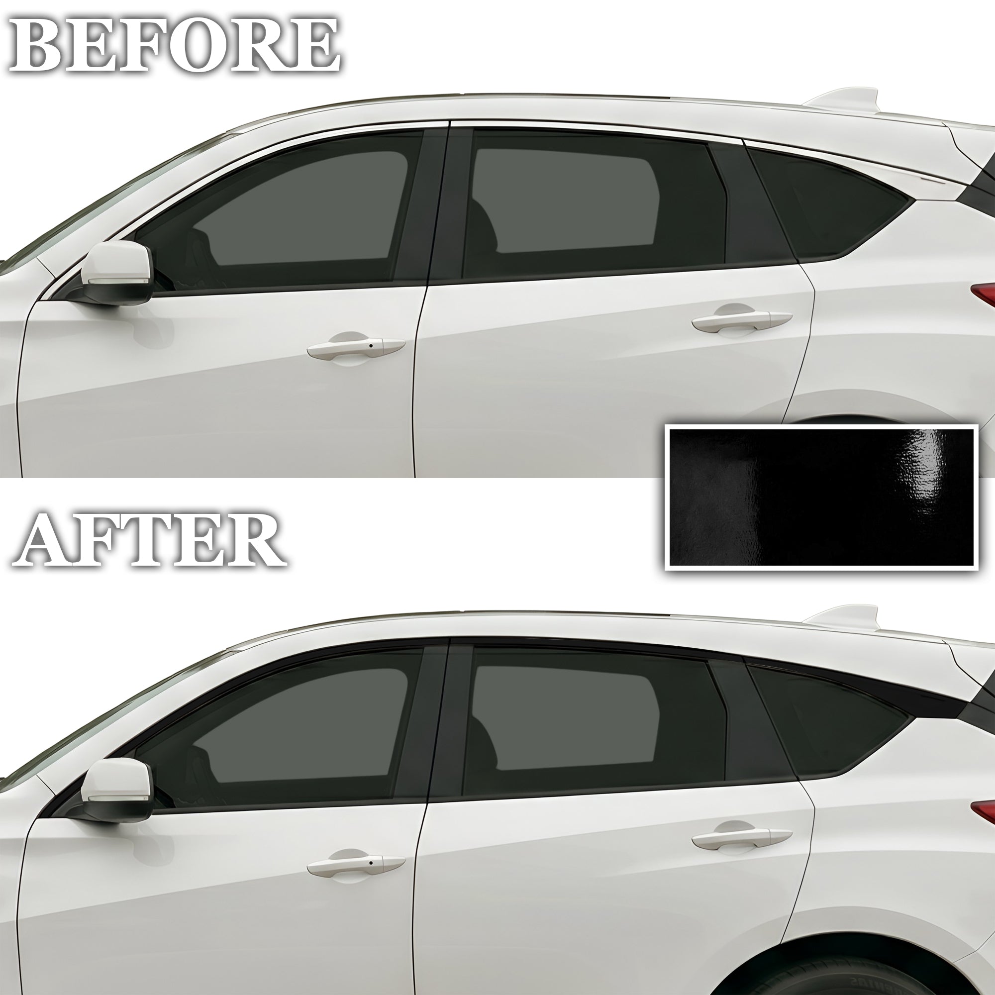 Acura RDX 2019-2026 Blackout Chrome Delete Kit - Precut Gloss Black Vinyl Overlays