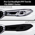 Fits BMW 5 Series 2021 - 2023 Full Headlight Taillight Precut Smoked PPF Tint Kit Film Overlay - Bogar Tech Designs