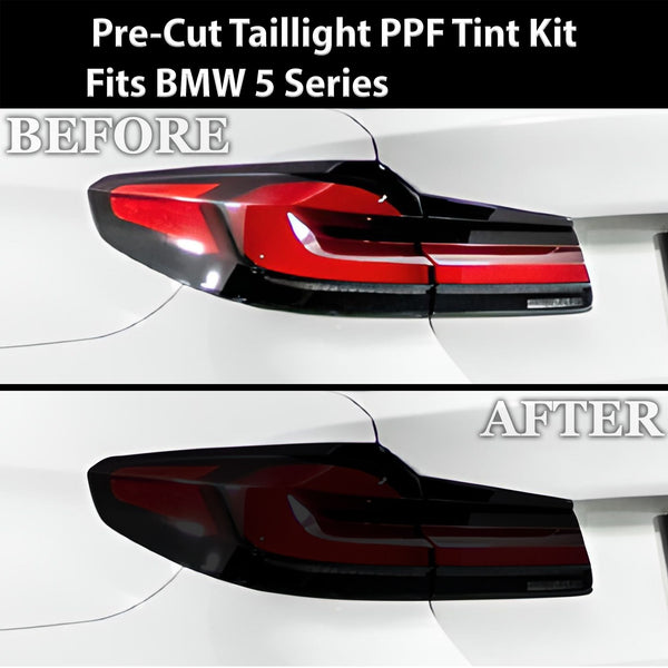 Fits BMW 5 Series 2021 - 2023 Full Headlight Taillight Precut Smoked PPF Tint Kit Film Overlay - Bogar Tech Designs