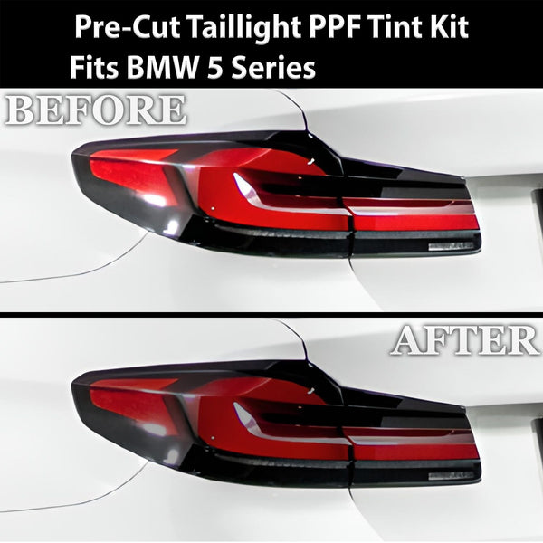Fits BMW 5 Series 2021 - 2023 Full Headlight Taillight Precut Smoked PPF Tint Kit Film Overlay - Bogar Tech Designs