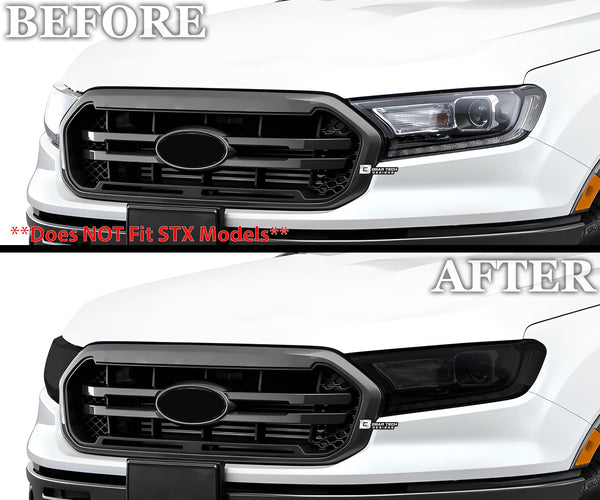 Full Headlight Taillight Precut Smoked PPF Tint Kit Film Overlay Fits Ford Ranger 2019 - 2023 - Bogar Tech Designs