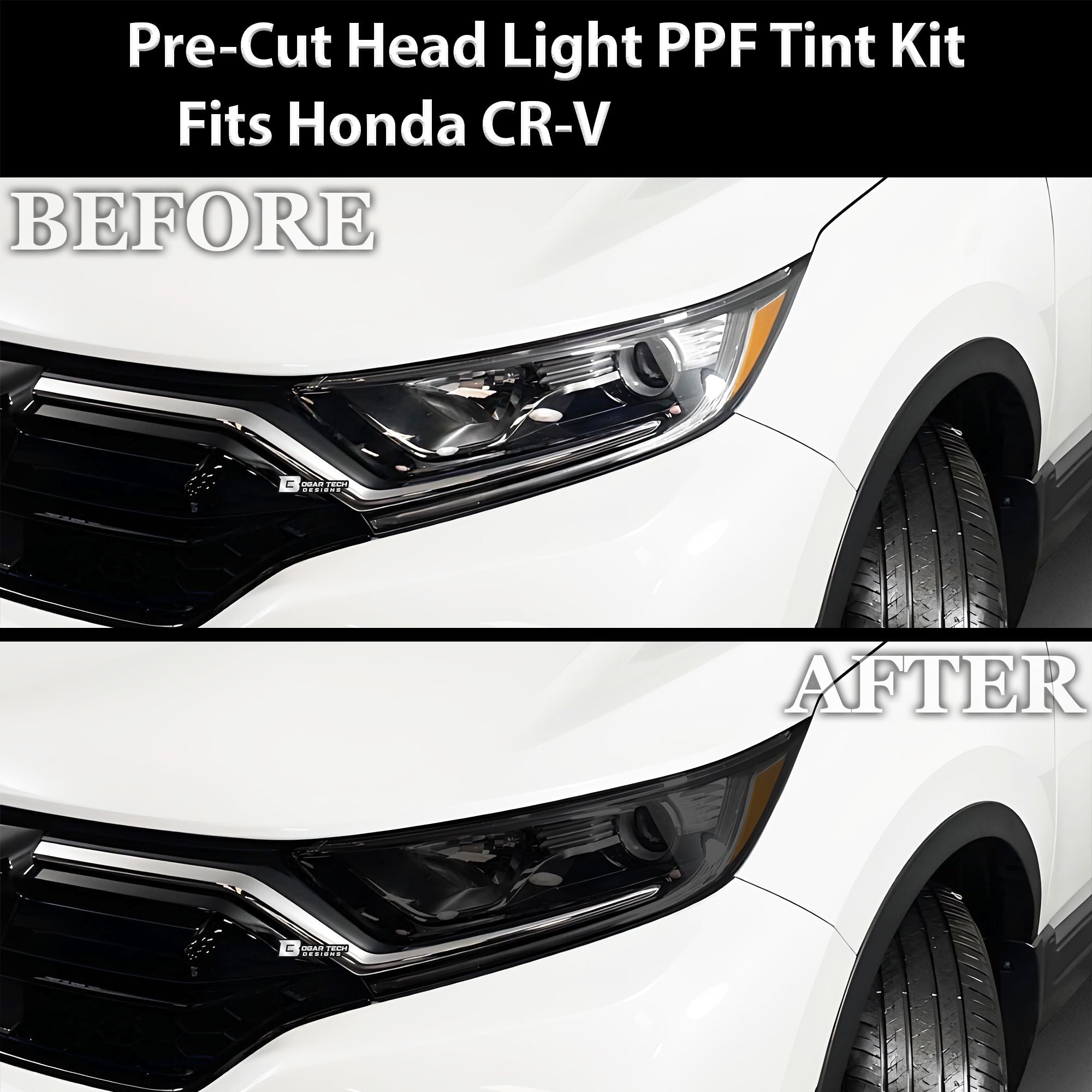 Full Headlight Taillight Precut Smoked PPF Tint Kit Film Overlay Fits Honda CR - V 2020 - 2022 - Bogar Tech Designs