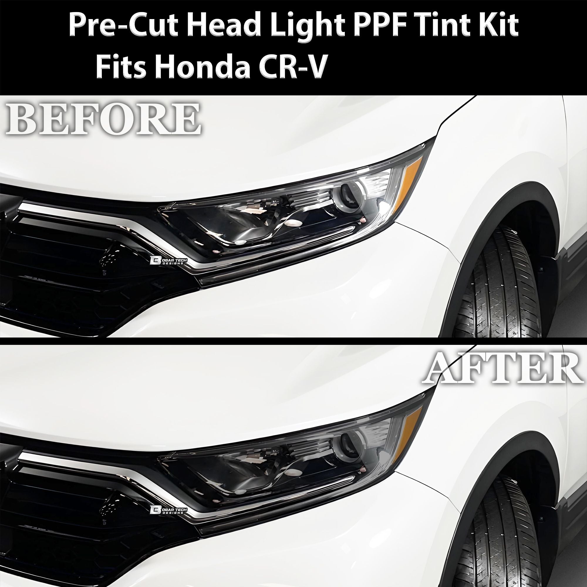 Full Headlight Taillight Precut Smoked PPF Tint Kit Film Overlay Fits Honda CR - V 2020 - 2022 - Bogar Tech Designs