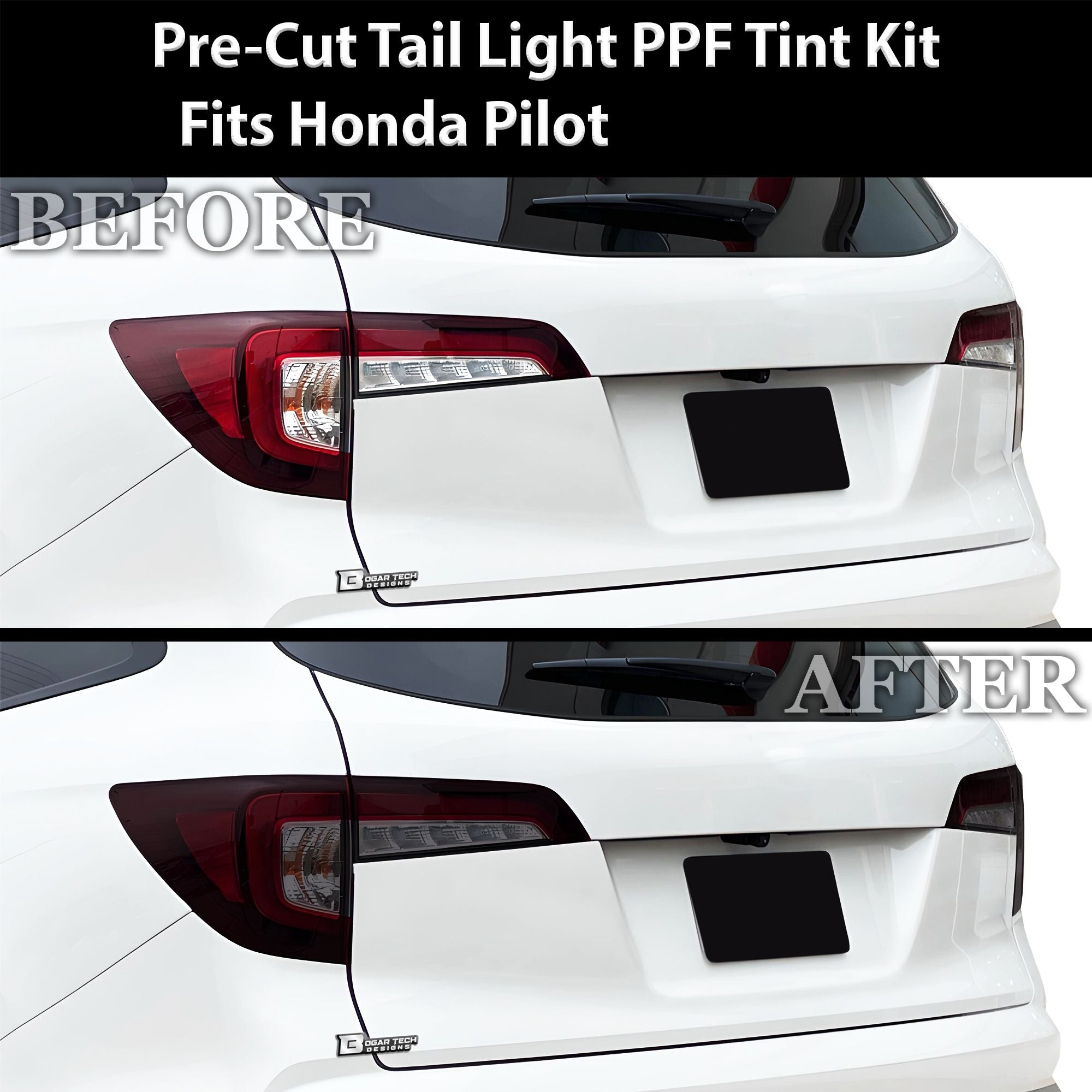 Full Headlight Taillight Precut Smoked PPF Tint Kit Film Overlay Fits Honda Pilot 2016 - 2022 - Bogar Tech Designs