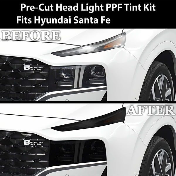 Full Headlight Taillight Precut Smoked PPF Tint Kit Film Overlay Fits Hyundai Santa Fe 2021 - 2023 - Bogar Tech Designs