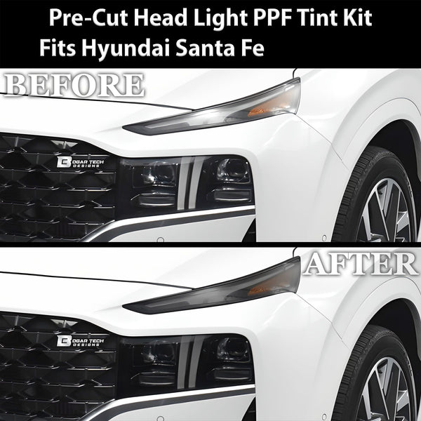 Full Headlight Taillight Precut Smoked PPF Tint Kit Film Overlay Fits Hyundai Santa Fe 2021 - 2023 - Bogar Tech Designs