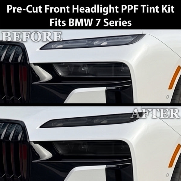 BMW 7 Series 2023–2026 Dark Smoke Headlight & Taillight Tint Kit – Precut Vinyl Lens Overlays