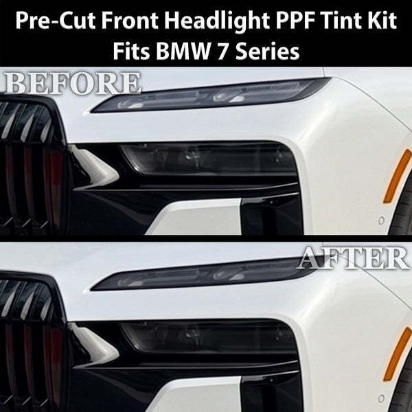 BMW 7 Series 2023–2026 Dark Smoke Headlight & Taillight Tint Kit – Precut Vinyl Lens Overlays