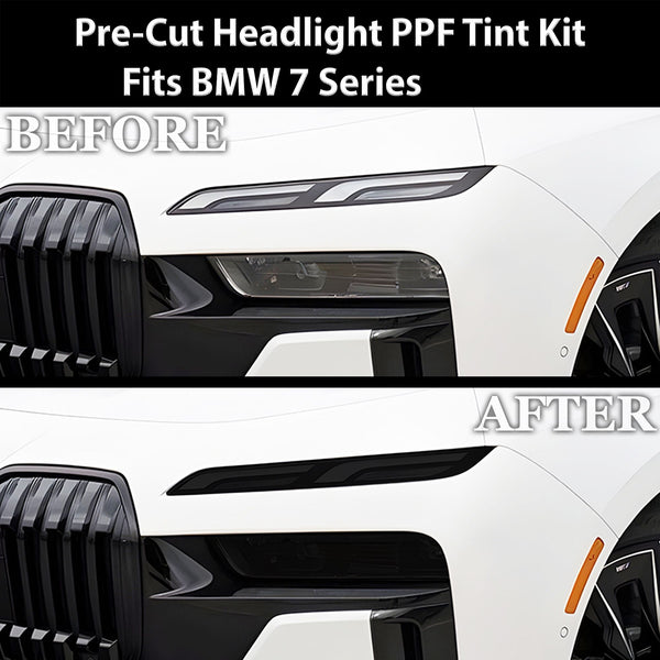 Fits BMW 7 Series 2023 - 2025 Full Headlight Taillight Precut Smoked PPF Tint Kit Film Overlay - Bogar Tech Designs
