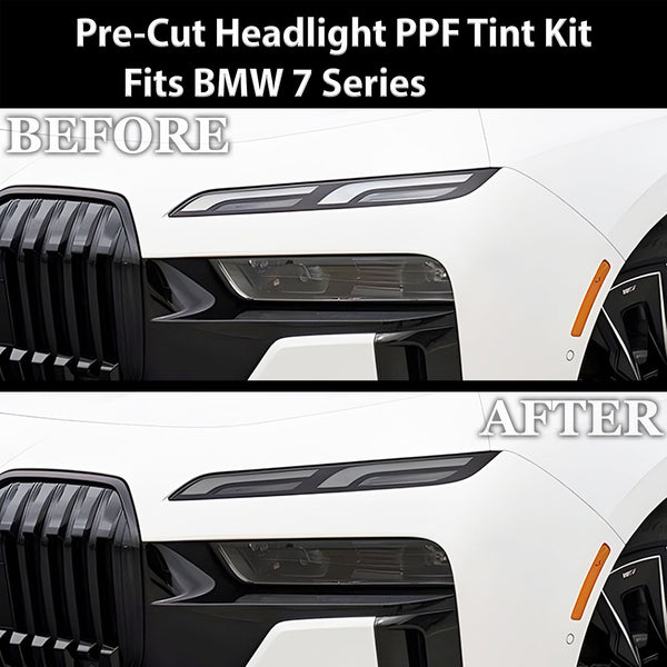 Fits BMW 7 Series 2023 - 2025 Full Headlight Taillight Precut Smoked PPF Tint Kit Film Overlay - Bogar Tech Designs