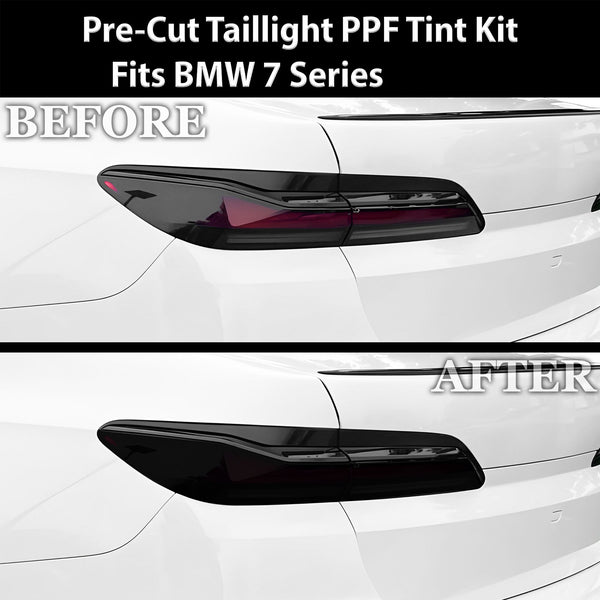 Fits BMW 7 Series 2023 - 2025 Full Headlight Taillight Precut Smoked PPF Tint Kit Film Overlay - Bogar Tech Designs