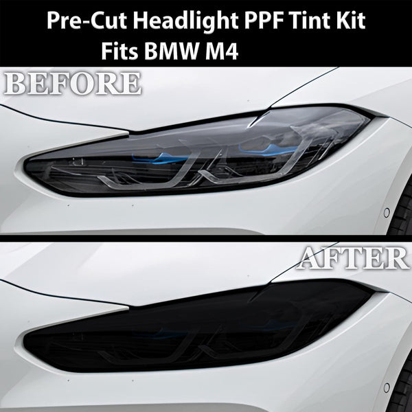 Fits BMW M4 2021-2025 Full Headlight Taillight Precut Smoked PPF Tint Kit Film Overlay