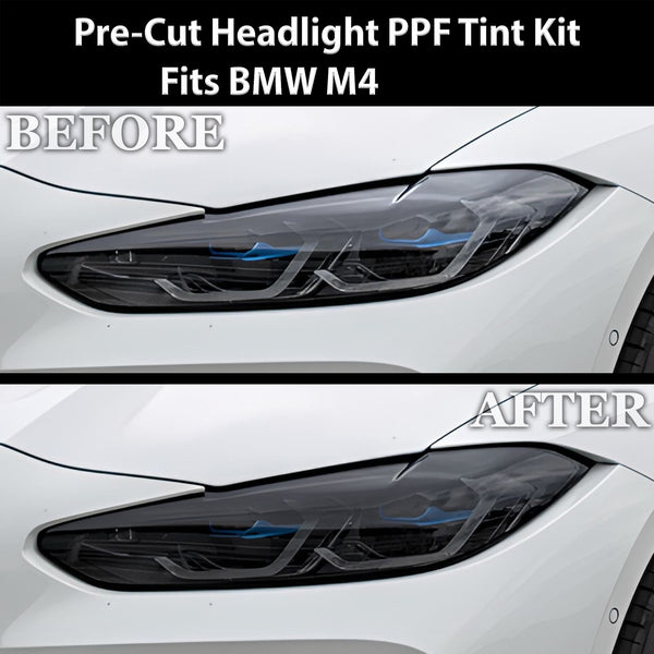 Fits BMW M4 2021-2025 Full Headlight Taillight Precut Smoked PPF Tint Kit Film Overlay