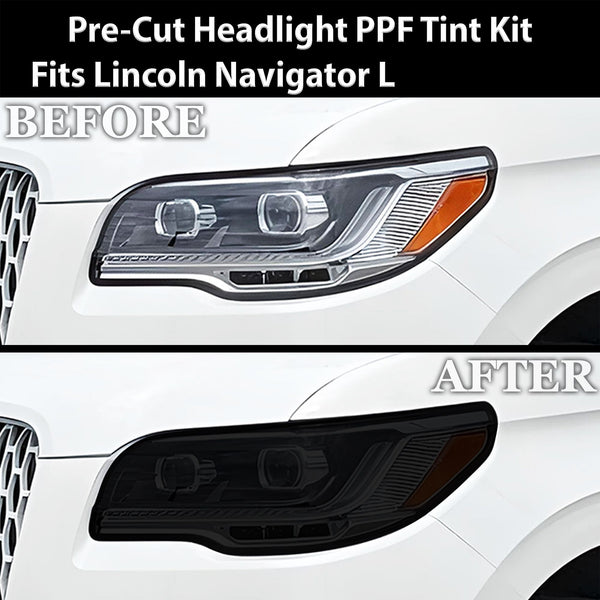Fits Lincoln Navigator L 2022 - 2024 Full Headlight Taillight Precut Smoked PPF Tint Kit Film Overlay - Bogar Tech Designs