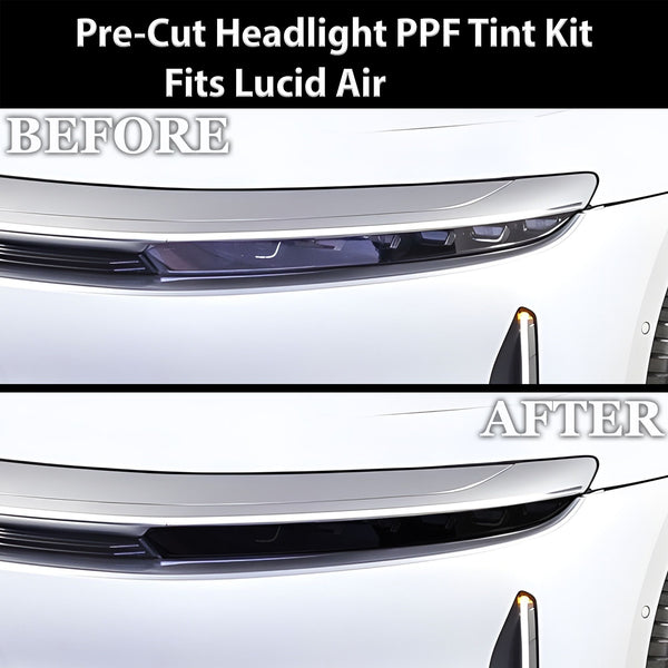 Fits Lucid Air Full Headlight Taillight Precut Smoked PPF Tint Kit Film Overlay 2022-2025