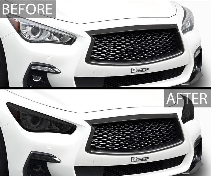 Full Headlight Taillight Precut Smoked PPF Tint Kit Film Overlay Fits Infiniti Q50 2018 - 2024 - Bogar Tech Designs