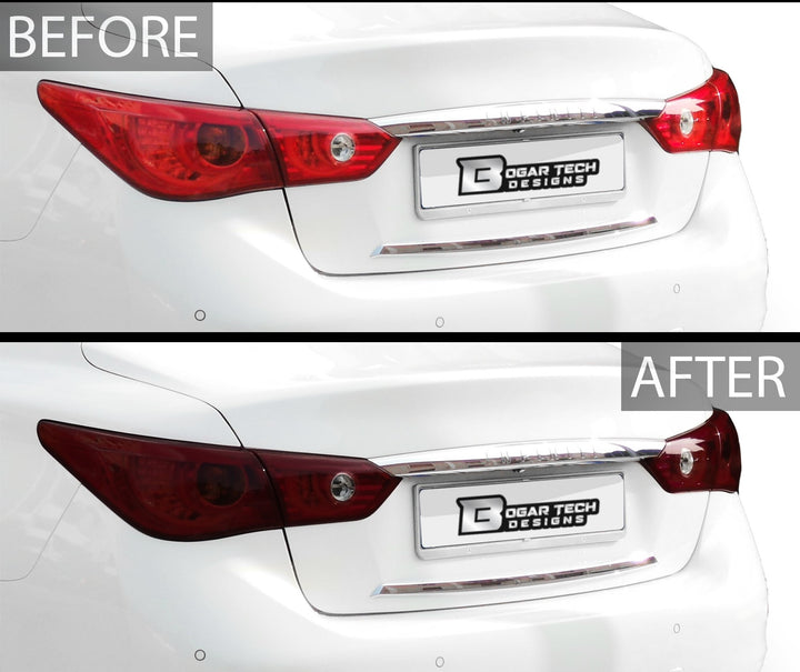 Full Headlight Taillight Precut Smoked PPF Tint Kit Film Overlay Fits Infiniti Q50 2018 - 2024 - Bogar Tech Designs