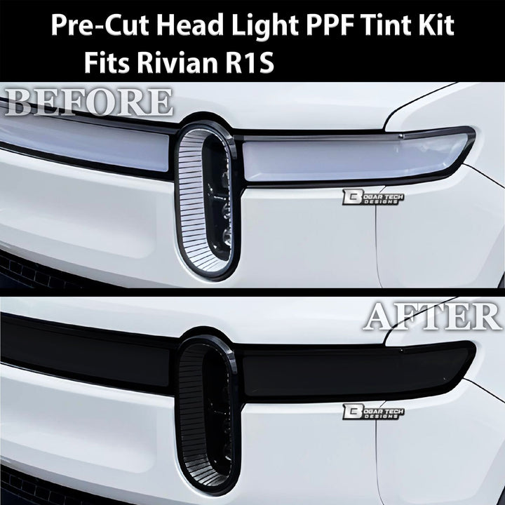 Full Headlight Taillight Precut Smoked PPF Tint Kit Film Overlay Fits Rivian R1S 2022 - 2024 - Bogar Tech Designs