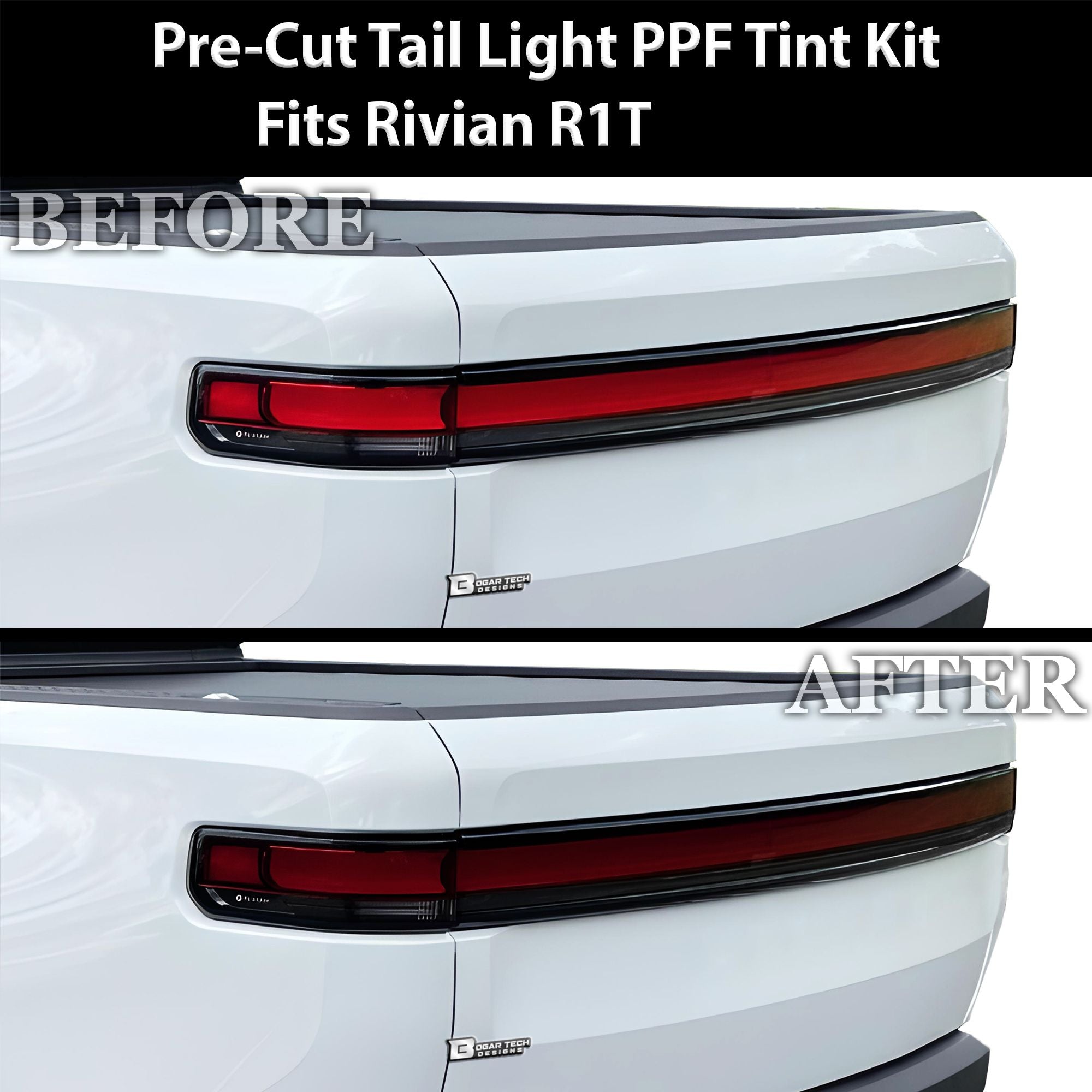 Full Headlight Taillight Precut Smoked PPF Tint Kit Film Overlay Fits Rivian R1T R1S - Bogar Tech Designs