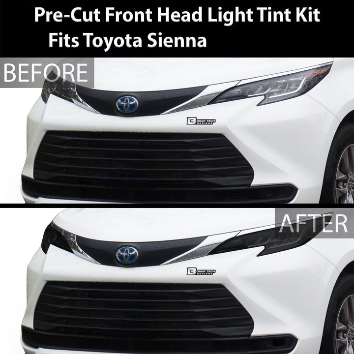 Full Headlight Taillight Precut Smoked PPF Tint Kit Film Overlay Fits Toyota Sienna 2021 - 2023 - Bogar Tech Designs