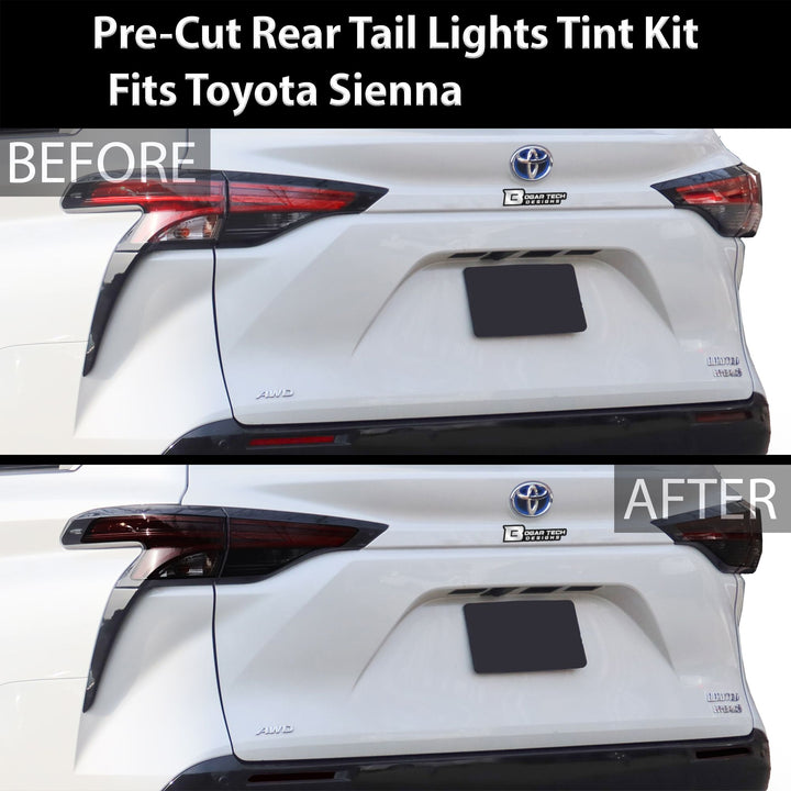 Full Headlight Taillight Precut Smoked PPF Tint Kit Film Overlay Fits Toyota Sienna 2021 - 2023 - Bogar Tech Designs