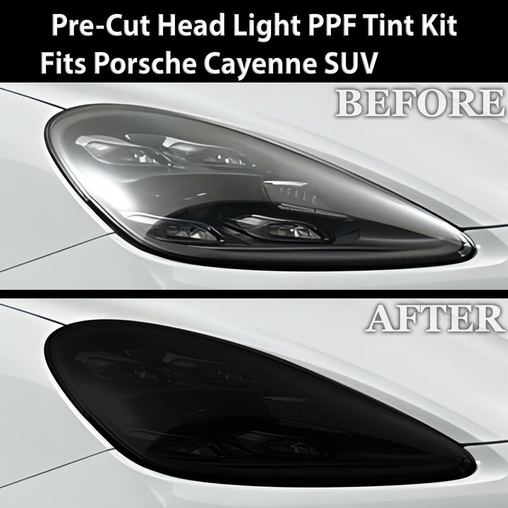 Full Headlight Taillight Precut Smoked PPF Tint Kit Film Overlay Fits Porsche Cayenne 2019 - 2023 - Bogar Tech Designs
