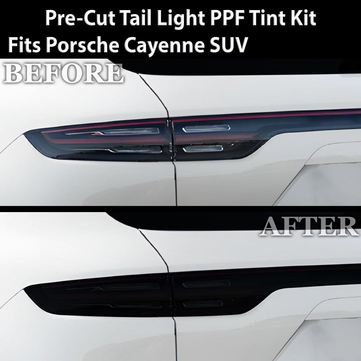 Full Headlight Taillight Precut Smoked PPF Tint Kit Film Overlay Fits Porsche Cayenne 2019 - 2023 - Bogar Tech Designs