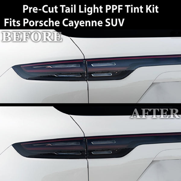 Full Headlight Taillight Precut Smoked PPF Tint Kit Film Overlay Fits Porsche Cayenne 2019 - 2023 - Bogar Tech Designs