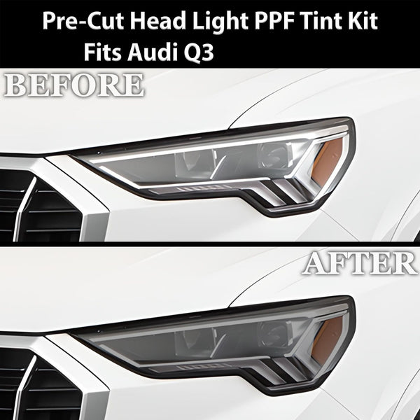 Full Headlight Taillight Precut Smoked PPF Tint Kit Film Overlay Fits Audi Q3 2019 - 2024 - Bogar Tech Designs