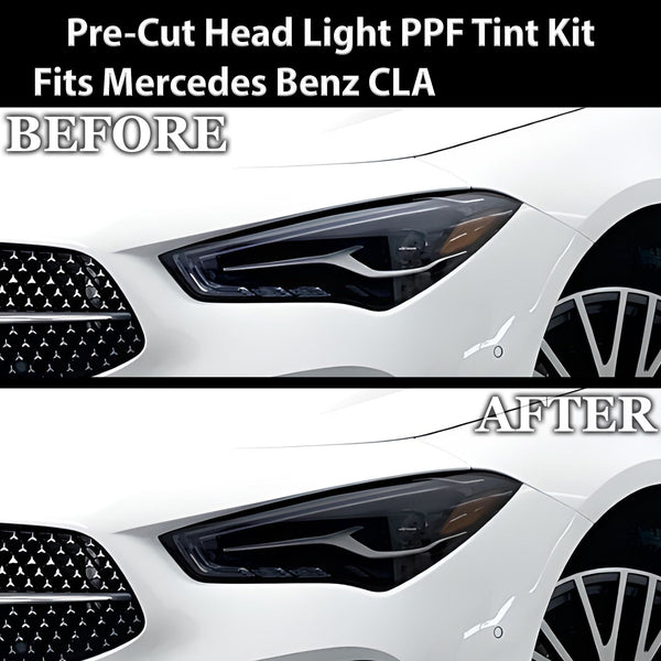 Full Headlight Taillight Precut Smoked PPF Tint Kit Film Overlay Fits Mercedes Benz CLA Class 2020 - 2024 - Bogar Tech Designs