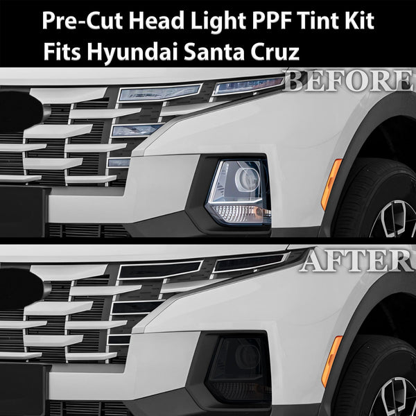 Full Headlight Taillight Precut Smoked PPF Tint Kit Film Overlay Fits Hyundai Santa Cruz 2022 - 2025 - Bogar Tech Designs