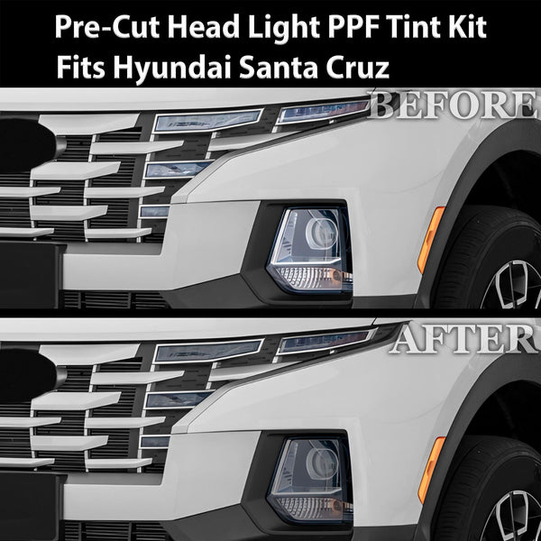 Full Headlight Taillight Precut Smoked PPF Tint Kit Film Overlay Fits Hyundai Santa Cruz 2022 - 2025 - Bogar Tech Designs