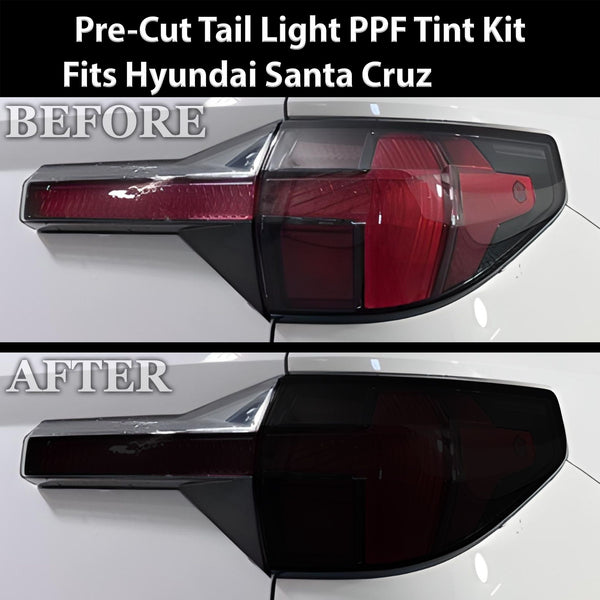 Full Headlight Taillight Precut Smoked PPF Tint Kit Film Overlay Fits Hyundai Santa Cruz 2022 - 2025 - Bogar Tech Designs