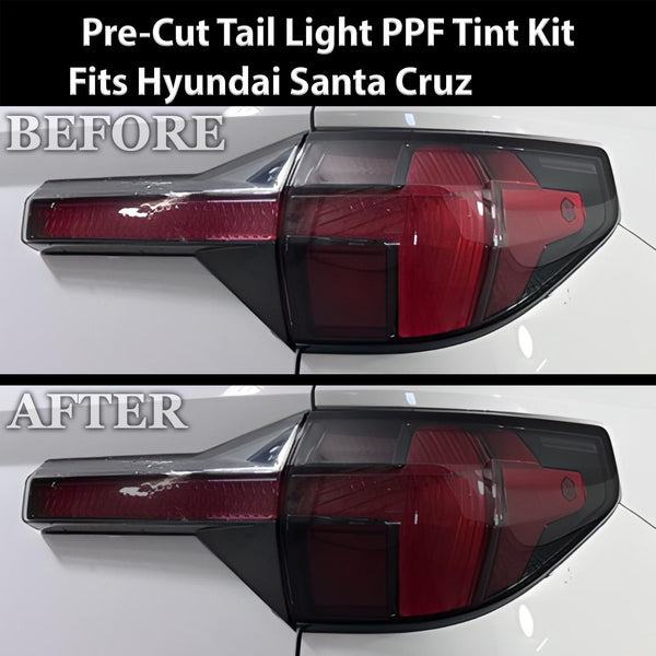 Full Headlight Taillight Precut Smoked PPF Tint Kit Film Overlay Fits Hyundai Santa Cruz 2022 - 2025 - Bogar Tech Designs