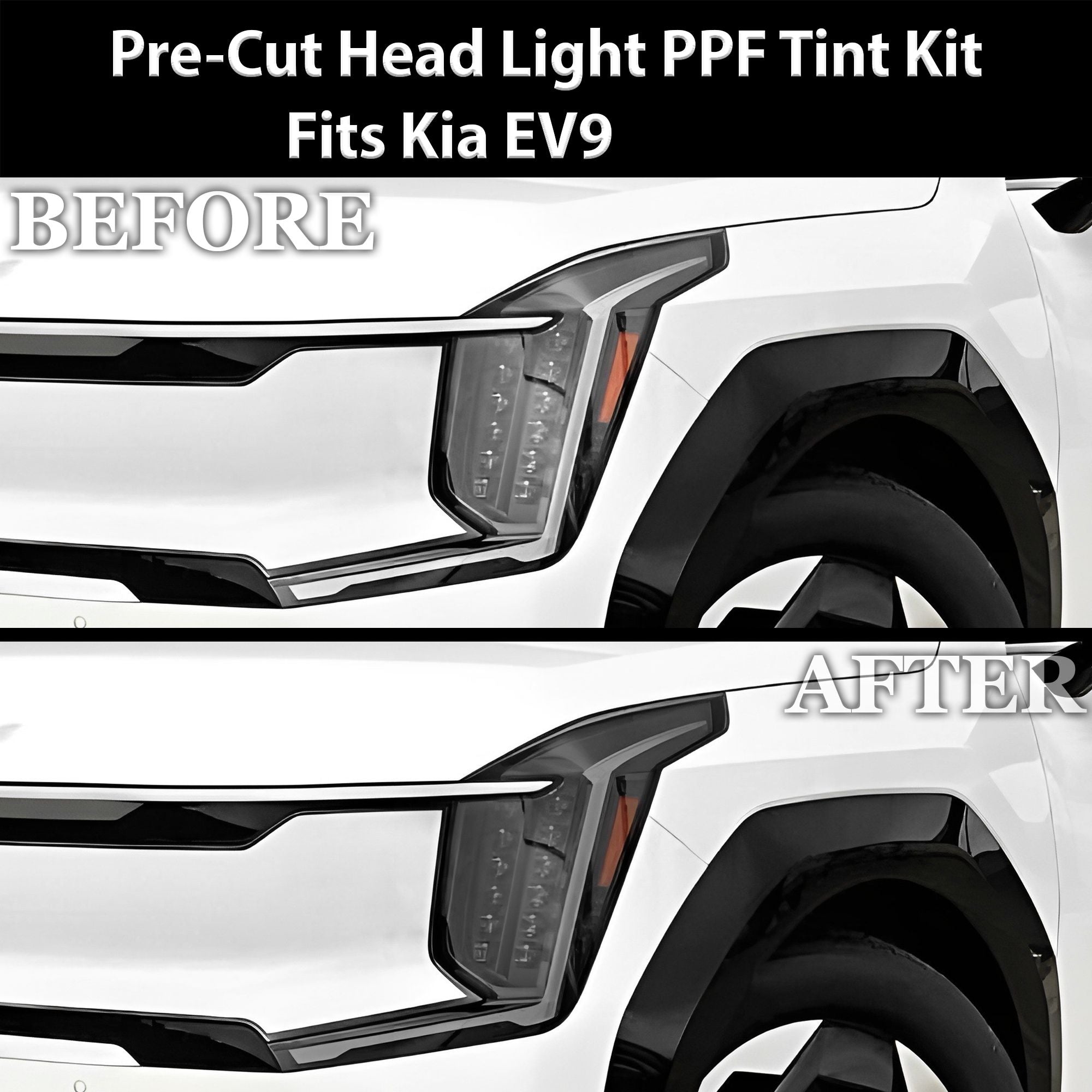 Fits Kia Ev9 2024 - 2025 Full Headlight Taillight Precut Smoked PPF Tint Kit Film Overlay - Bogar Tech Designs