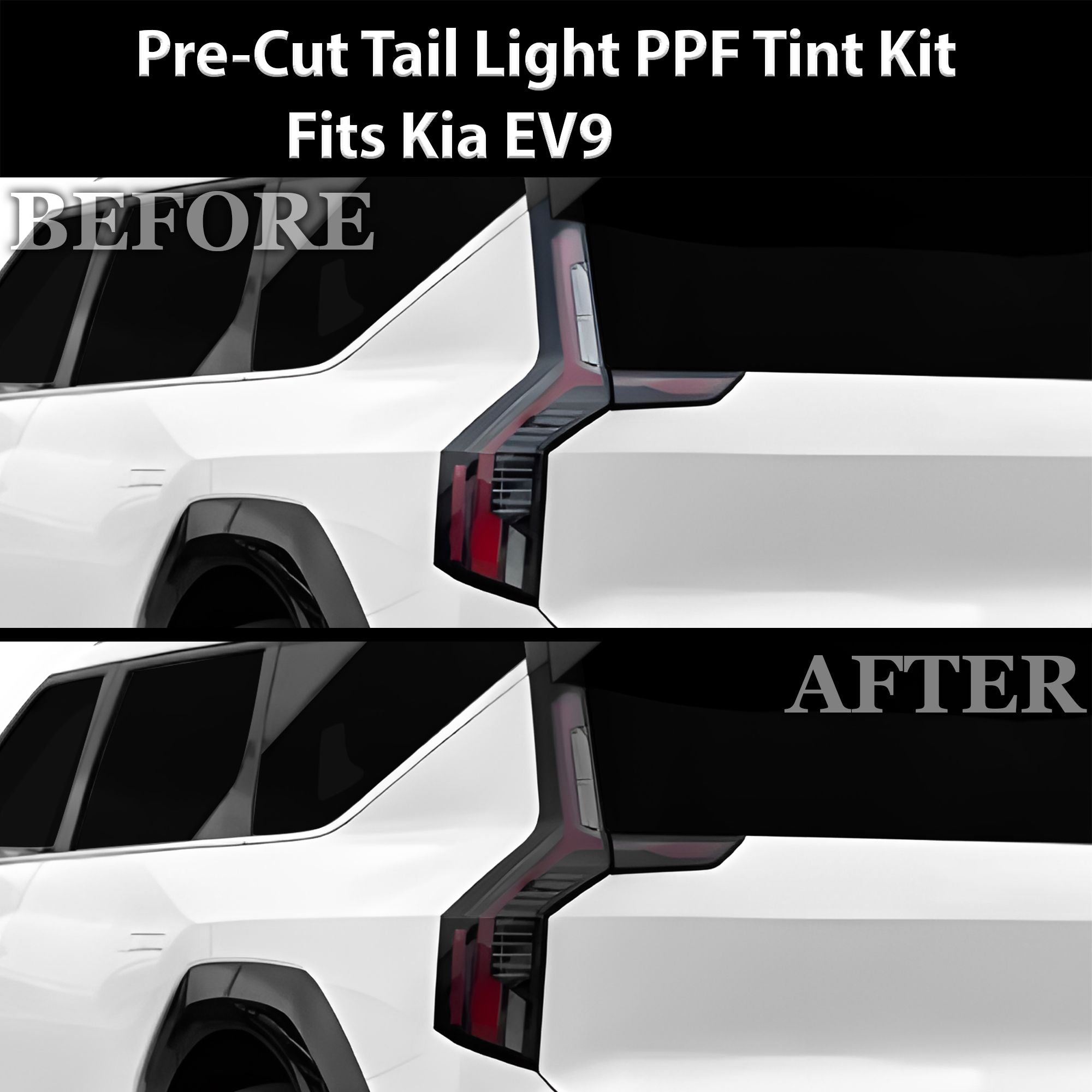 Fits Kia Ev9 2024 - 2025 Full Headlight Taillight Precut Smoked PPF Tint Kit Film Overlay - Bogar Tech Designs